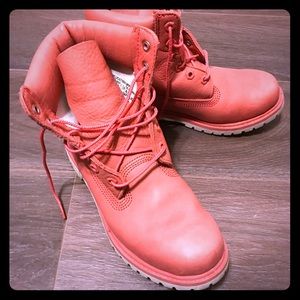 Genuine Leather Light Pink Timberland Boots